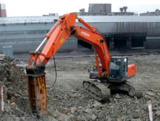 Гидромолот Delta F-35 на экскаваторе Hitachi zx300lcn-3